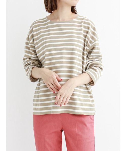 Samansa Mos2 blue（サマンサモスモスブルー）の「ボーダープルオーバー（Tシャツ/カットソー・レディース・ブラック/ベージュ/オフホワイト/ピンク/グリーン・ﾌﾘ-）」の4枚目の写真