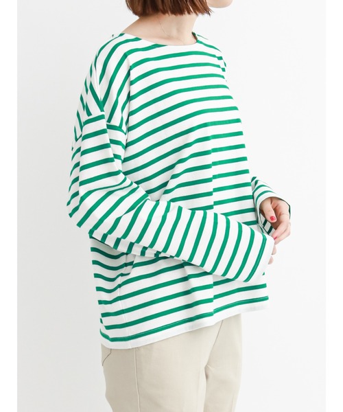 Samansa Mos2 blue（サマンサモスモスブルー）の「ボーダープルオーバー（Tシャツ/カットソー・レディース・ブラック/ベージュ/オフホワイト/ピンク/グリーン・ﾌﾘ-）」の5枚目の写真