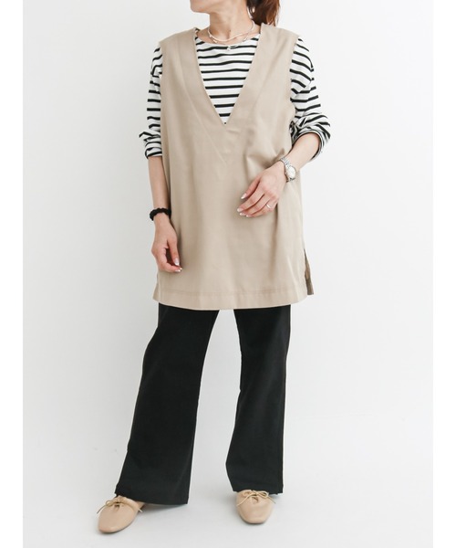 Samansa Mos2 blue（サマンサモスモスブルー）の「ボーダープルオーバー（Tシャツ/カットソー・レディース・ブラック/ベージュ/オフホワイト/ピンク/グリーン・ﾌﾘ-）」の8枚目の写真