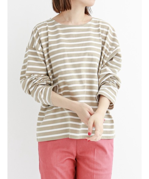 Samansa Mos2 blue（サマンサモスモスブルー）の「ボーダープルオーバー（Tシャツ/カットソー・レディース・ブラック/ベージュ/オフホワイト/ピンク/グリーン・ﾌﾘ-）」の18枚目の写真