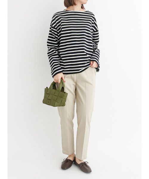 Samansa Mos2 blue（サマンサモスモスブルー）の「ボーダープルオーバー（Tシャツ/カットソー・レディース・ブラック/ベージュ/オフホワイト/ピンク/グリーン・ﾌﾘ-）」の19枚目の写真