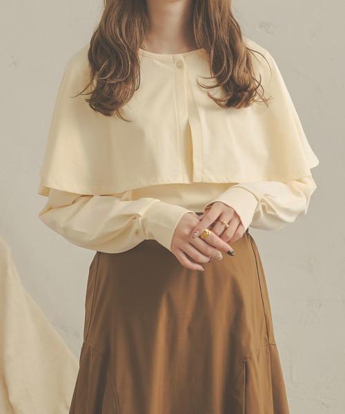 Ambre Neige（アンブルネージュ）の「2WAYケープカラーロンT／【WEB/EC限定商品】（Tシャツ/カットソー・レディース・ベージュ/アイボリー・FREE）」の6枚目の写真