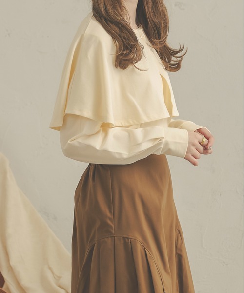 Ambre Neige（アンブルネージュ）の「2WAYケープカラーロンT／【WEB/EC限定商品】（Tシャツ/カットソー・レディース・ベージュ/アイボリー・FREE）」の9枚目の写真
