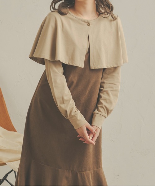 Ambre Neige（アンブルネージュ）の「2WAYケープカラーロンT／【WEB/EC限定商品】（Tシャツ/カットソー・レディース・ベージュ/アイボリー・FREE）」の5枚目の写真