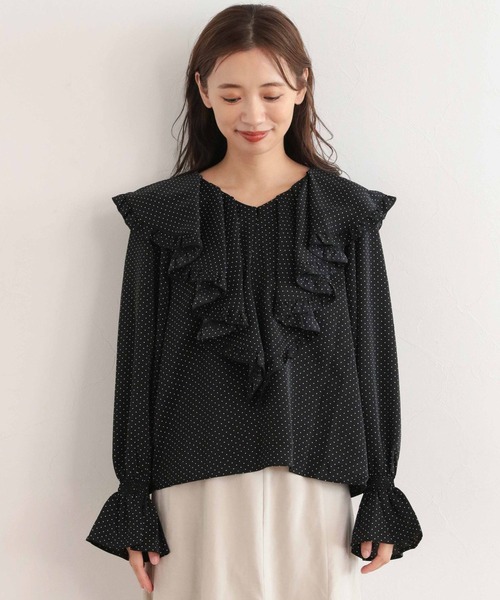 mysty woman（ミスティウーマン）の「フリルカラーアソートブラウス 171643（シャツ/ブラウス・レディース・オフホワイト/ブラック系その他/ブルー・FREE）」の6枚目の写真