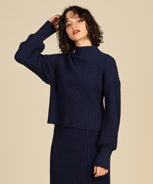 ReNorm（リノーム）の「【SET UP対応】リブニットプルオーバー（ニット/セーター・レディース・チャコール/ネイビー・フリー）」の2枚目の写真