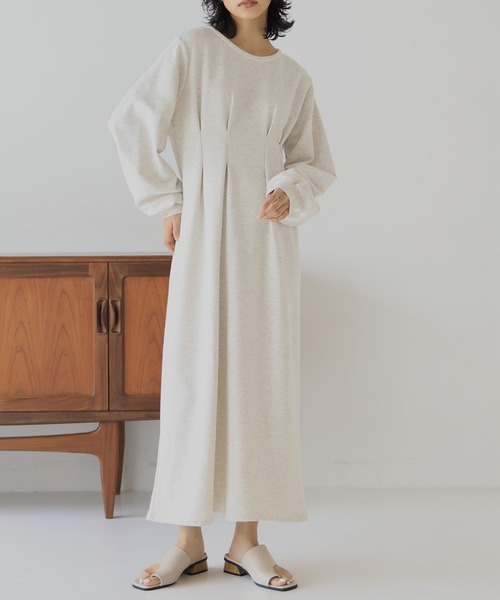 hellam（へラム）の「ウエストタックワンピース（ワンピース・レディース・オートミール/杢グレー/ブラック・FREE）」の3枚目の写真