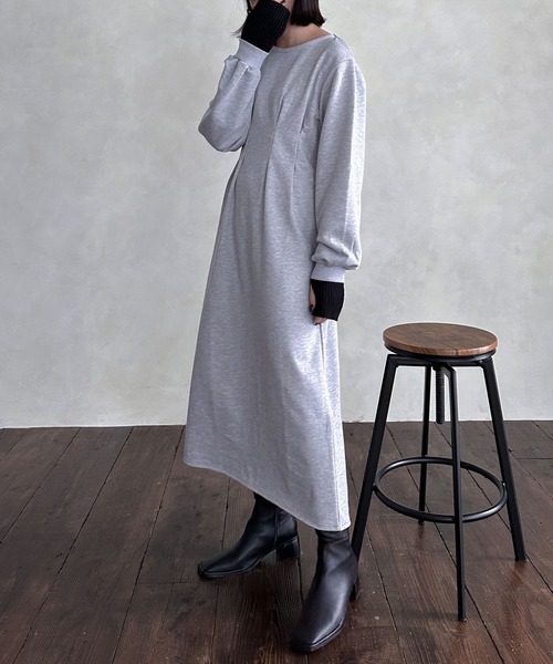 hellam（へラム）の「ウエストタックワンピース（ワンピース・レディース・オートミール/杢グレー/ブラック・FREE）」の18枚目の写真