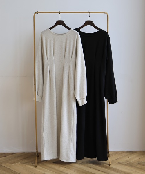 hellam（へラム）の「ウエストタックワンピース（ワンピース・レディース・オートミール/杢グレー/ブラック・FREE）」の4枚目の写真