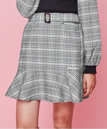 起毛チェックベルト付きスカパン