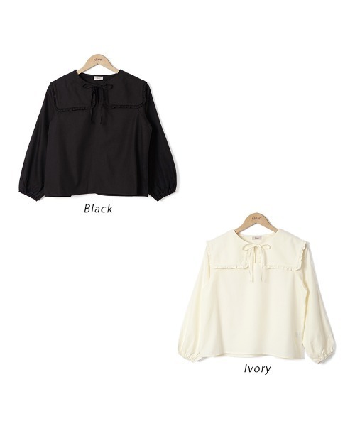 flower（フラワー）の「ビッグカラーブラウス（シャツ/ブラウス・レディース・アイボリー/ブラック・FREE）」の10枚目の写真