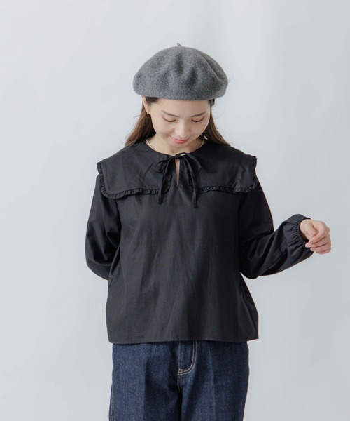 flower（フラワー）の「ビッグカラーブラウス（シャツ/ブラウス・レディース・アイボリー/ブラック・FREE）」の18枚目の写真