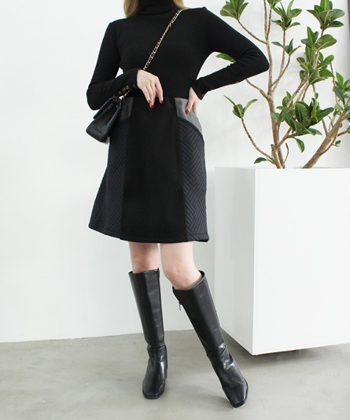 MODE ROBE（モードローブ）の「キルティング切替ミニスカート（スカート・レディース・ブラック/ベージュ・FREE）」の5枚目の写真