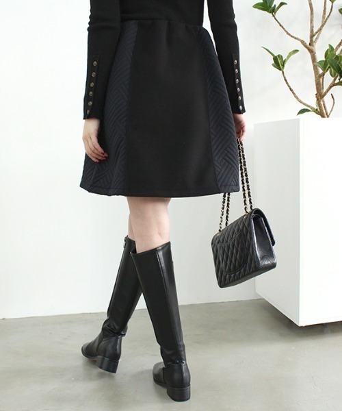 MODE ROBE（モードローブ）の「キルティング切替ミニスカート（スカート・レディース・ブラック/ベージュ・FREE）」の8枚目の写真