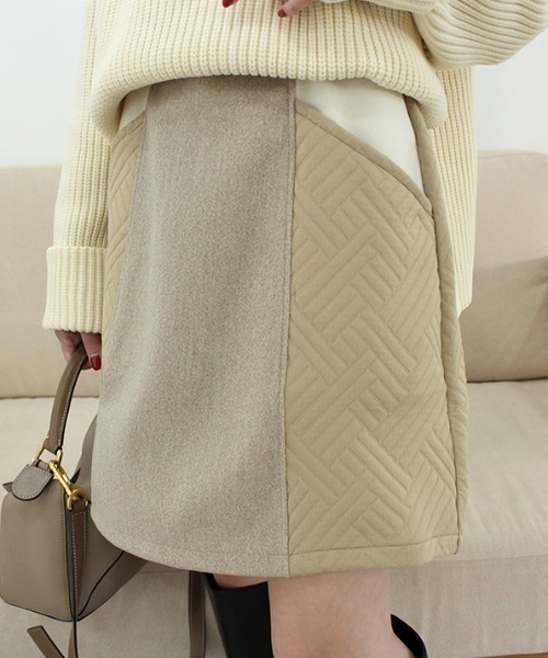 MODE ROBE（モードローブ）の「キルティング切替ミニスカート（スカート・レディース・ブラック/ベージュ・FREE）」の18枚目の写真