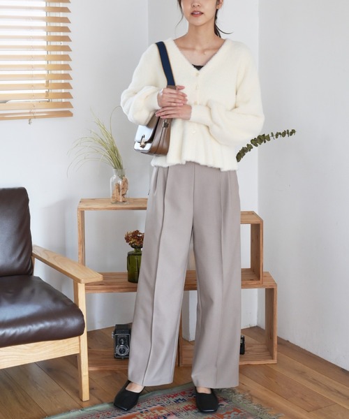 FREE'S MART（フリーズマート）の「◇ショートシャギーペプラムニットカーディガン（カーディガン/ボレロ・レディース・ホワイト/パープル/ベージュ/ピンク・FREE）」の9枚目の写真