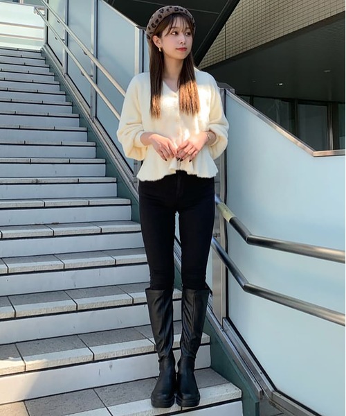 FREE'S MART（フリーズマート）の「◇ショートシャギーペプラムニットカーディガン（カーディガン/ボレロ・レディース・ホワイト/パープル/ベージュ/ピンク・FREE）」の13枚目の写真