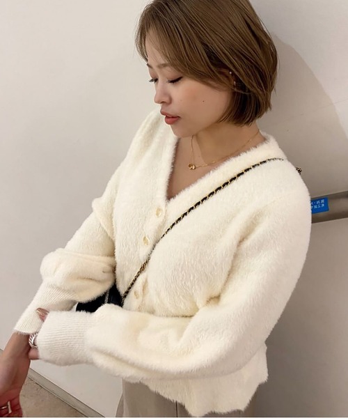 FREE'S MART（フリーズマート）の「◇ショートシャギーペプラムニットカーディガン（カーディガン/ボレロ・レディース・ホワイト/パープル/ベージュ/ピンク・FREE）」の15枚目の写真