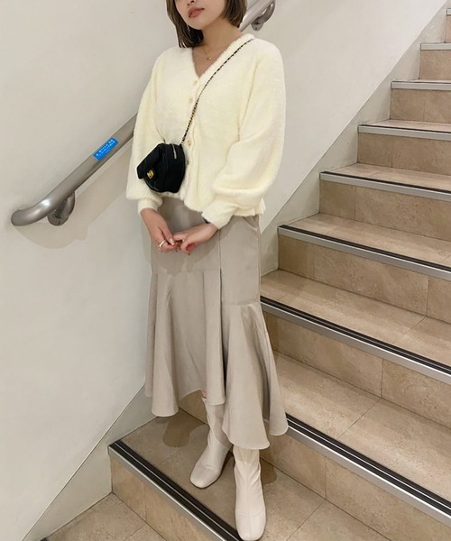 FREE'S MART（フリーズマート）の「◇ショートシャギーペプラムニットカーディガン（カーディガン/ボレロ・レディース・ホワイト/パープル/ベージュ/ピンク・FREE）」の16枚目の写真