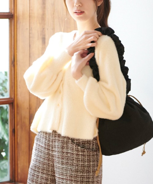 FREE'S MART（フリーズマート）の「◇ショートシャギーペプラムニットカーディガン（カーディガン/ボレロ・レディース・ホワイト/パープル/ベージュ/ピンク・FREE）」の21枚目の写真