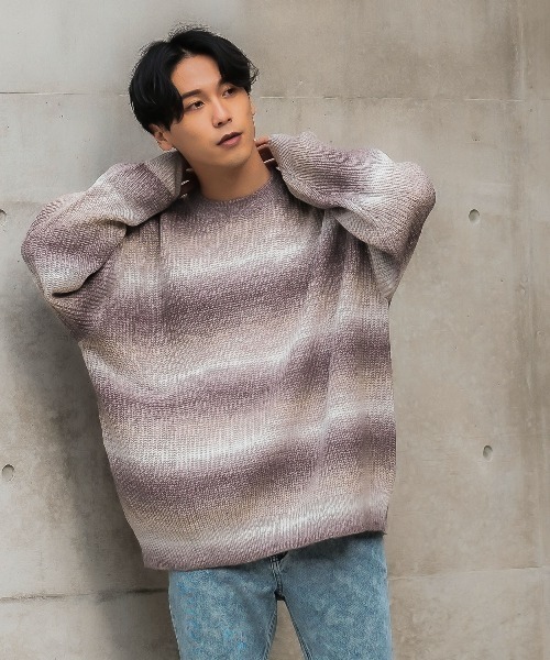 improves（インプローブス）の「グラデーション ボーダー クルーネック ニット（ニット/セーター・メンズ・ベージュ/グリーン/レインボー・MEDIUM/LARGE）」の16枚目の写真
