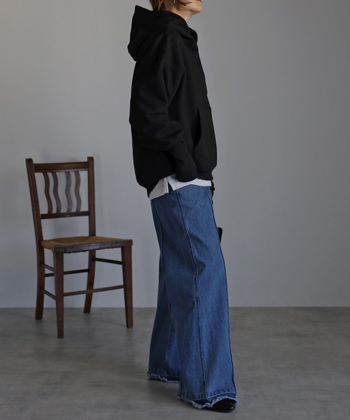 Bonjour Sagan（ボンジュールサガン）の「指穴付き裏毛フーディー（パーカー・レディース・ブラック/ライトグレー・FREE）」の12枚目の写真