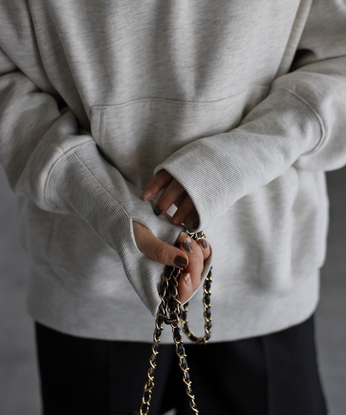 Bonjour Sagan（ボンジュールサガン）の「指穴付き裏毛フーディー（パーカー・レディース・ブラック/ライトグレー・FREE）」の18枚目の写真