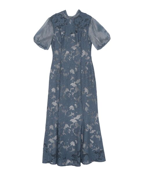 LAGUNAMOON(ラグナムーン)の「LADYジャガードレースフレアーワンピース(ドレス・レディース・ブラック/ベージュ/ブルー/チャコールグレー・SMALL/MEDIUM)」の9枚目の写真