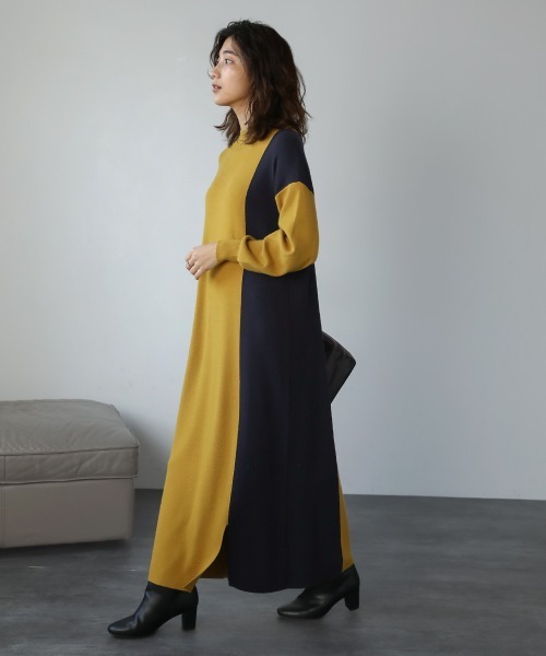 Bou Jeloud(ブージュルード)の「細見えラインワンピース(ワンピース・レディース・ブラック/グレー/イエロー・TL/FREE)」の9枚目の写真