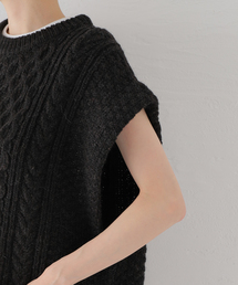 ジャーナルスタンダードラックス　アランニットベスト　ダークブラウン ジャーナルスタンダードラックス アランニットベスト ダークブラウン