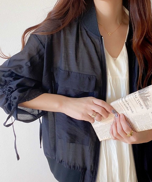 【試着のみ未使用】ノーブル ミルキーシアーボリュームブルゾン 24年モデル Noble（ノーブル）の「ミルキーシアーボリュームブルゾン