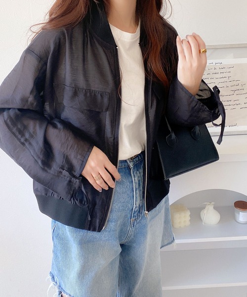 classicalelf(クラシカルエルフ)の「【mily bilet】上級見え間違いなし。シアードロストリボンMA-1(ブルゾン・レディース・ブラック/ベージュ/ホワイト・LARGE/MEDIUM/SMALL/X-LARGE)」の12枚目の写真