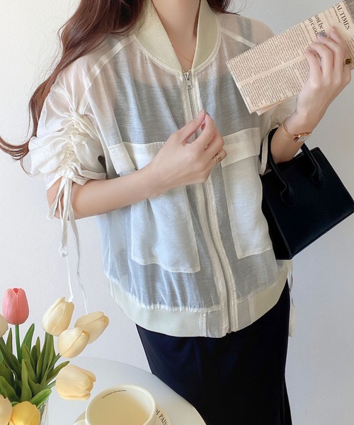 classicalelf(クラシカルエルフ)の「【mily bilet】上級見え間違いなし。シアードロストリボンMA-1(ブルゾン・レディース・ブラック/ベージュ/ホワイト・LARGE/MEDIUM/SMALL/X-LARGE)」の14枚目の写真