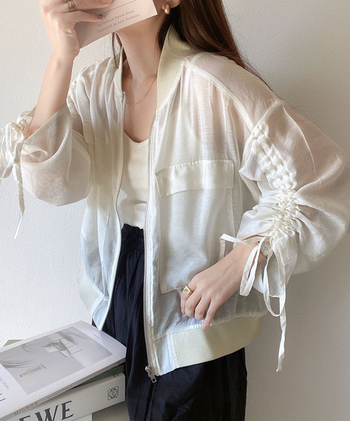 classicalelf(クラシカルエルフ)の「【mily bilet】上級見え間違いなし。シアードロストリボンMA-1(ブルゾン・レディース・ブラック/ベージュ/ホワイト・LARGE/MEDIUM/SMALL/X-LARGE)」の13枚目の写真