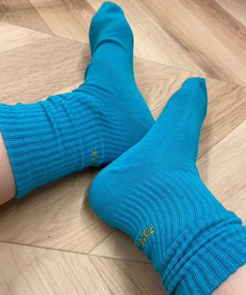 WEGO（ウィゴー）の「WEGO/バック刺繍クシュクシュソックス（ソックス/靴下・レディース・パープル/イエロー/ホワイト/ピンク/ブルー・23-25cm）」の6枚目の写真