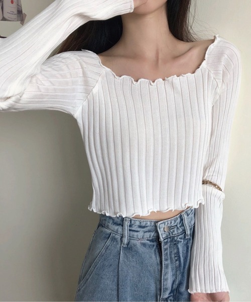 meJane(ミージェーン)の「メローカットリブショートプルオーバー(Tシャツ/カットソー・レディース・ブラック/ホワイト/ピンク/パープル・FREE)」の21枚目の写真
