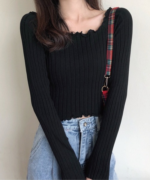 meJane(ミージェーン)の「メローカットリブショートプルオーバー(Tシャツ/カットソー・レディース・ブラック/ホワイト/ピンク/パープル・FREE)」の17枚目の写真