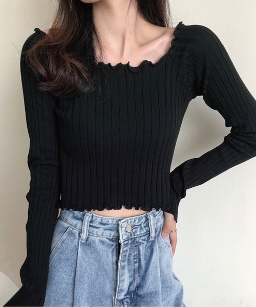 meJane(ミージェーン)の「メローカットリブショートプルオーバー(Tシャツ/カットソー・レディース・ブラック/ホワイト/ピンク/パープル・FREE)」の8枚目の写真