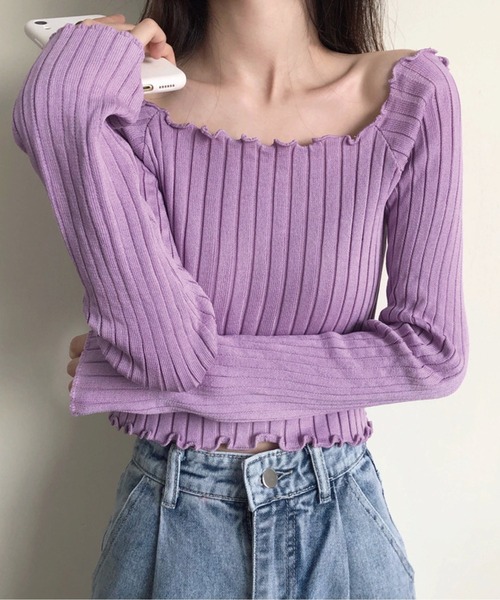 meJane(ミージェーン)の「メローカットリブショートプルオーバー(Tシャツ/カットソー・レディース・ブラック/ホワイト/ピンク/パープル・FREE)」の11枚目の写真
