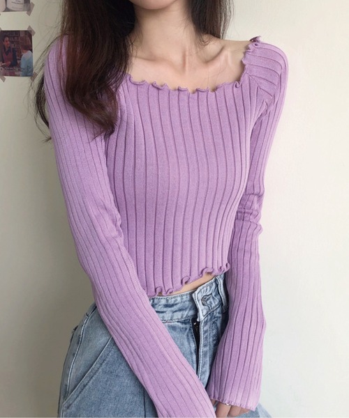 meJane(ミージェーン)の「メローカットリブショートプルオーバー(Tシャツ/カットソー・レディース・ブラック/ホワイト/ピンク/パープル・FREE)」の18枚目の写真