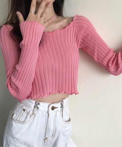 meJane(ミージェーン)の「メローカットリブショートプルオーバー(Tシャツ/カットソー・レディース・ブラック/ホワイト/ピンク/パープル・FREE)」の16枚目の写真