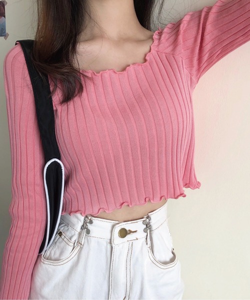 meJane(ミージェーン)の「メローカットリブショートプルオーバー(Tシャツ/カットソー・レディース・ブラック/ホワイト/ピンク/パープル・FREE)」の20枚目の写真