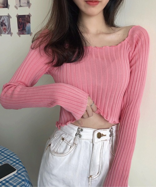 meJane(ミージェーン)の「メローカットリブショートプルオーバー(Tシャツ/カットソー・レディース・ブラック/ホワイト/ピンク/パープル・FREE)」の14枚目の写真