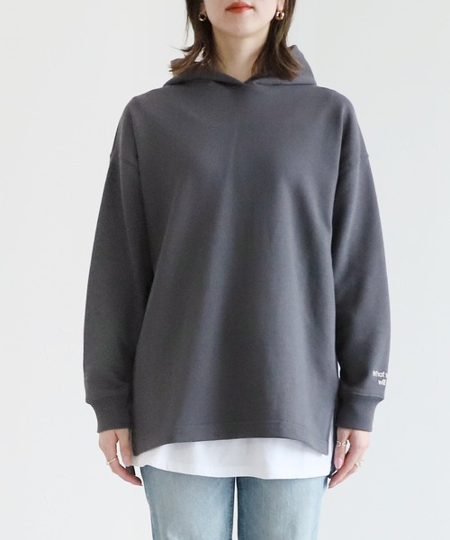 reca(レカ)の「刺繍サイドスリットパーカー(パーカー・レディース・ホワイト/チャコールグレー/サックスブルー系・FREE)」の11枚目の写真