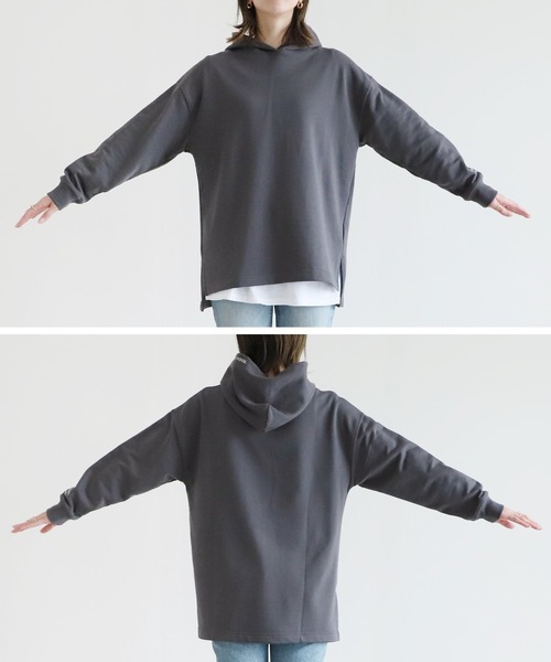 reca(レカ)の「刺繍サイドスリットパーカー(パーカー・レディース・ホワイト/チャコールグレー/サックスブルー系・FREE)」の14枚目の写真