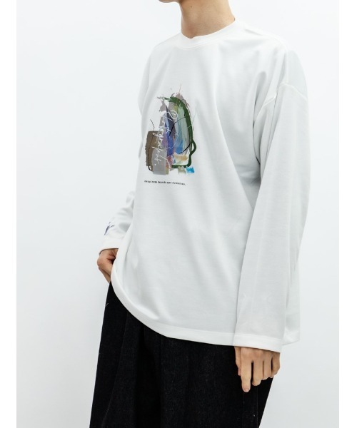 Beno（ビーノ）の「コットンタッチダンボール アートデザイン ロングスリーブTEE（Tシャツ/カットソー・メンズ・グレイッシュブルー/ホワイト/ブラック・M/L）」の2枚目の写真