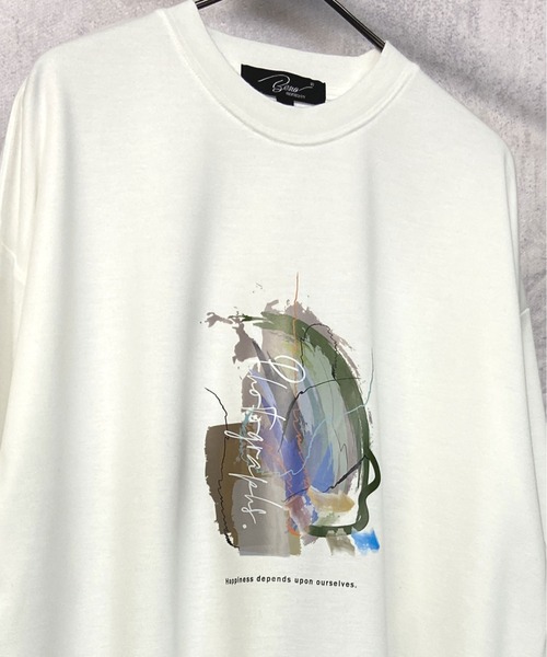 Beno（ビーノ）の「コットンタッチダンボール アートデザイン ロングスリーブTEE（Tシャツ/カットソー・メンズ・グレイッシュブルー/ホワイト/ブラック・M/L）」の5枚目の写真