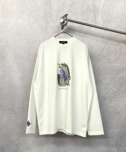 Beno（ビーノ）の「コットンタッチダンボール アートデザイン ロングスリーブTEE（Tシャツ/カットソー・メンズ・グレイッシュブルー/ホワイト/ブラック・M/L）」の4枚目の写真