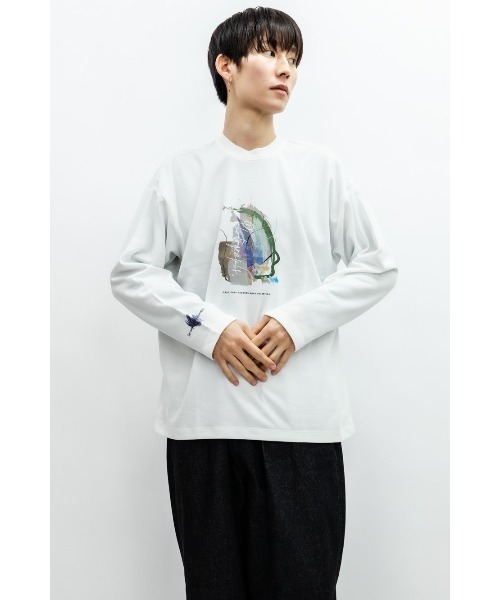 Beno（ビーノ）の「コットンタッチダンボール アートデザイン ロングスリーブTEE（Tシャツ/カットソー・メンズ・グレイッシュブルー/ホワイト/ブラック・M/L）」の6枚目の写真