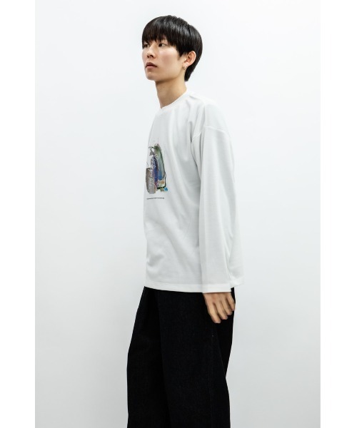 Beno（ビーノ）の「コットンタッチダンボール アートデザイン ロングスリーブTEE（Tシャツ/カットソー・メンズ・グレイッシュブルー/ホワイト/ブラック・M/L）」の7枚目の写真